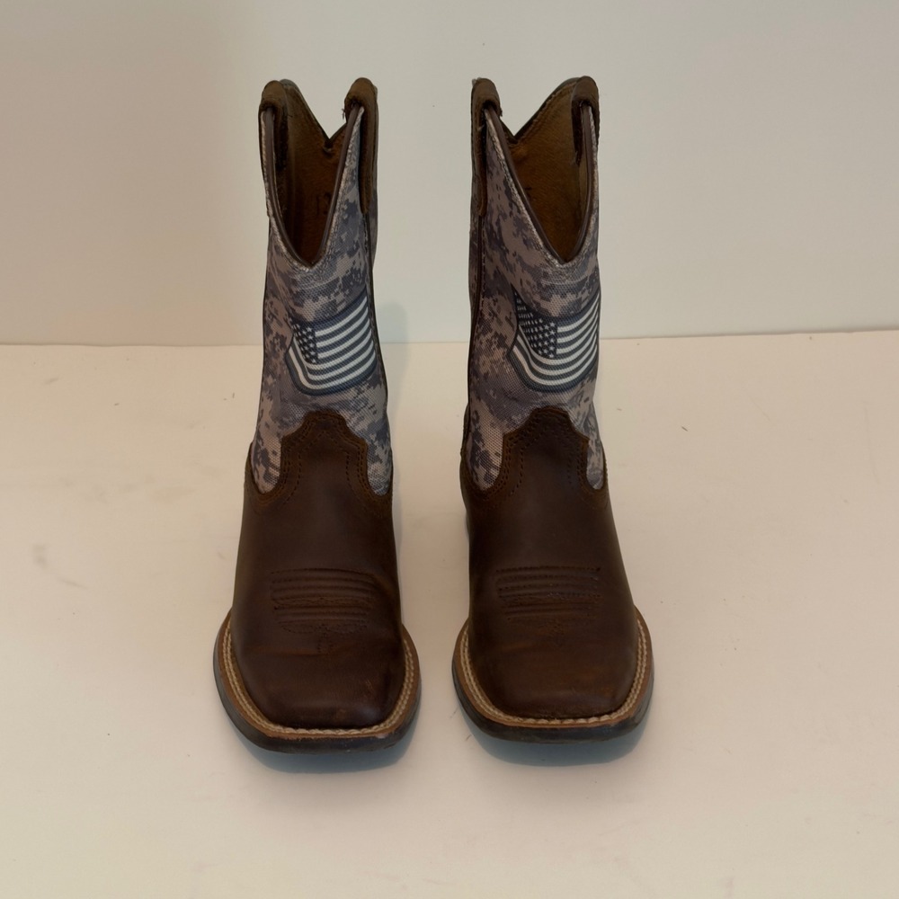 Ariat Kids Sport Patriot Western Boots Brown Camo Flag 10027279 Size 12.5 - Picture 2 of 7